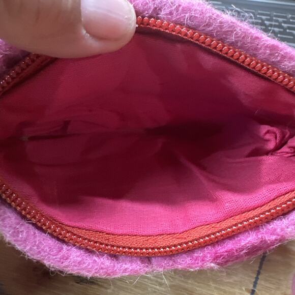 100% Wool Floral Boho Clutch Bag Purse Made in Nepal 6” x 4” Pink - Picture 4 of 5